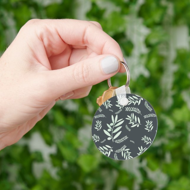 Natural olive branch pattern key ring (Hand)