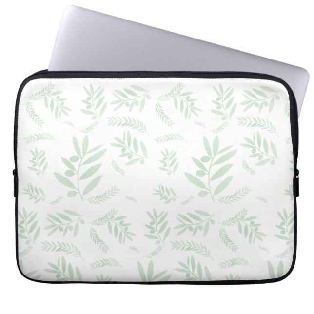 Natural olive branch pattern laptop sleeve (Front)
