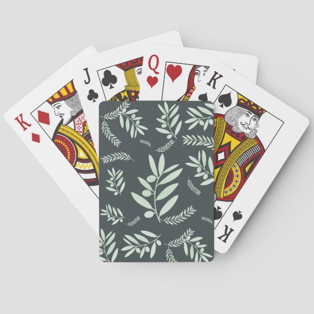 Natural olive branch pattern playing cards (Back)