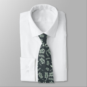 Natural olive branch pattern tie
