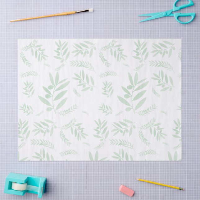 Natural olive branch pattern tissue paper (Craft)