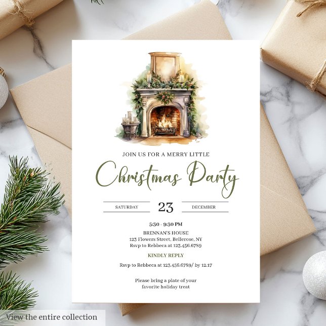 Natural Palette Moss Green Botanical Nordic Xmas Invitation (Natural Palette Moss Green Botanical Nordic Christmas Party

)