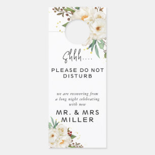 Natural Peony Floral Wedding Do Not Disturb Door Hanger