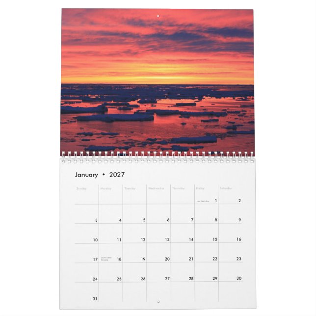 Natural phenomena in Antarctica Calendar (Jan 2027)