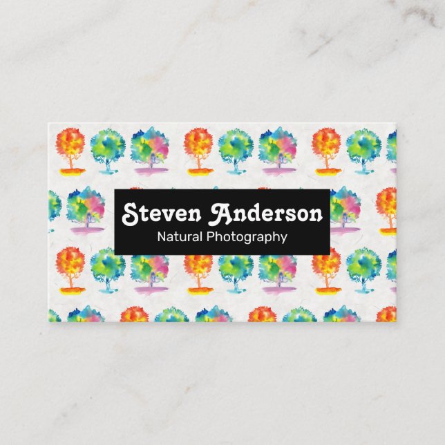 Natural Photography | Watercolor Tree Business Card (Front)