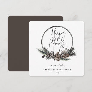 Natural Pine Hoop Wreath Holiday Card
