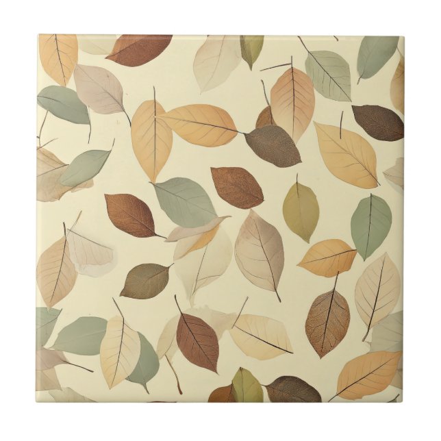 Natural Pressed Leaf with Amber and Sienna Tile (Front)
