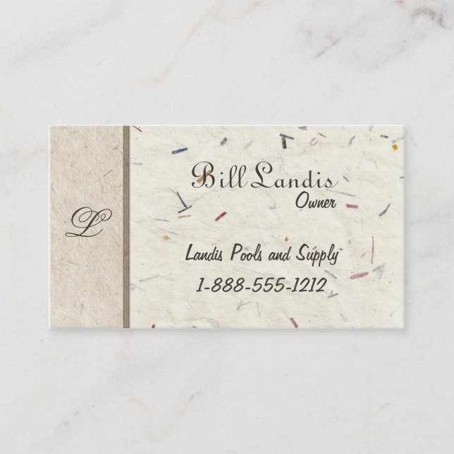 Natural Pressed Paper - Handmade Papers Business Card (Front)