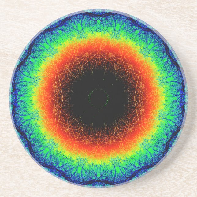 Natural Rainbow Mandala Coaster (Front)