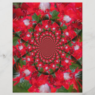 Natural Red Flower White Feather Kaleidoscope Art
