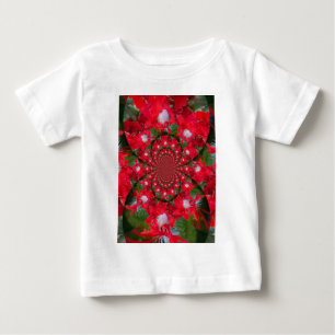Natural Red Flower White Feather kaleidoscope art  Baby T-Shirt