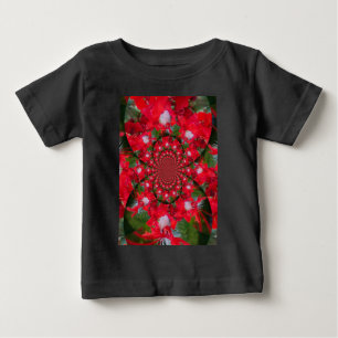 Natural Red Flower White Feather kaleidoscope art  Baby T-Shirt