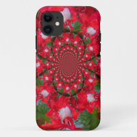 Natural Red Flower White Feather kaleidoscope art
