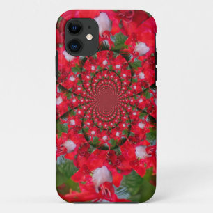 Natural Red Flower White Feather kaleidoscope art iPhone 11 Case