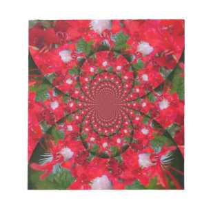 Natural Red Flower White Feather Kaleidoscope Art Notepad