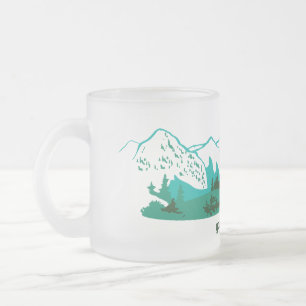 Natural road in the mountains. frosted glass coffee mug