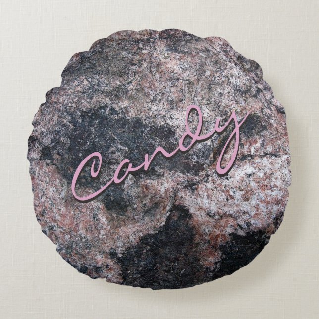 Natural Rock Texture Pink Candy Round Cushion (Front)
