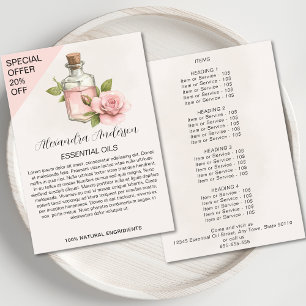 Natural Rose Essential Oils Watercolor Floral Flyer