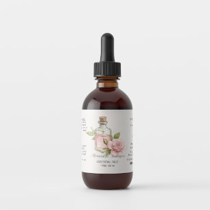 Natural Rose Essential Oils Watercolor Floral  Label