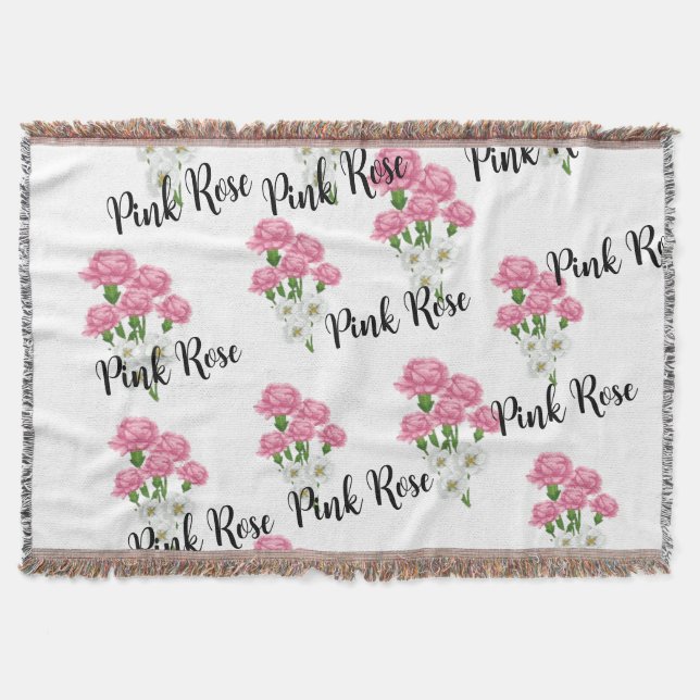 Natural rose floral clothe throw blanket (Front)