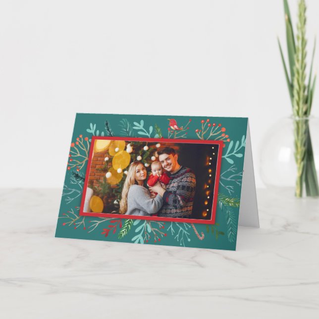 Natural Rustic Christmas Holiday Card (Front)