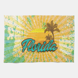 Natural, Rustic Palm Tree and Sun Tea Towel