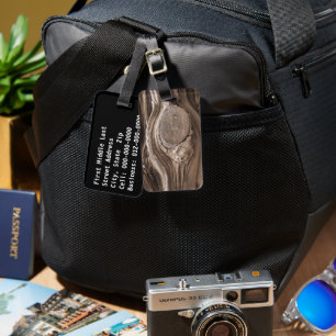 Natural Rustic Pine Wood Knot Close-Up Photograph Luggage Tag