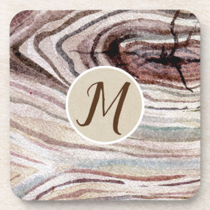 Natural Rustic Wood Grain Watercolor Modern Chic Coaster