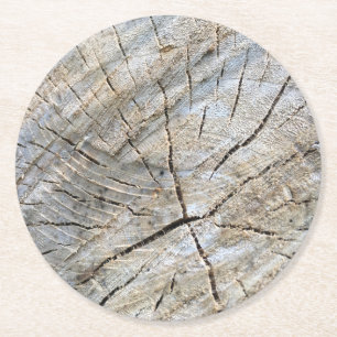 Natural Rustic Wood Round Paper Coaster