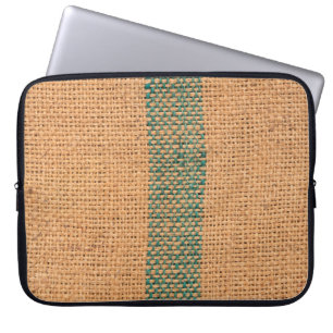 Natural sackcloth brown color textured and backgro laptop sleeve