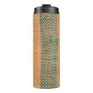 Natural sackcloth brown colour textured and backgr thermal tumbler