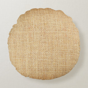 Natural sackcloth, textured background. round cushion