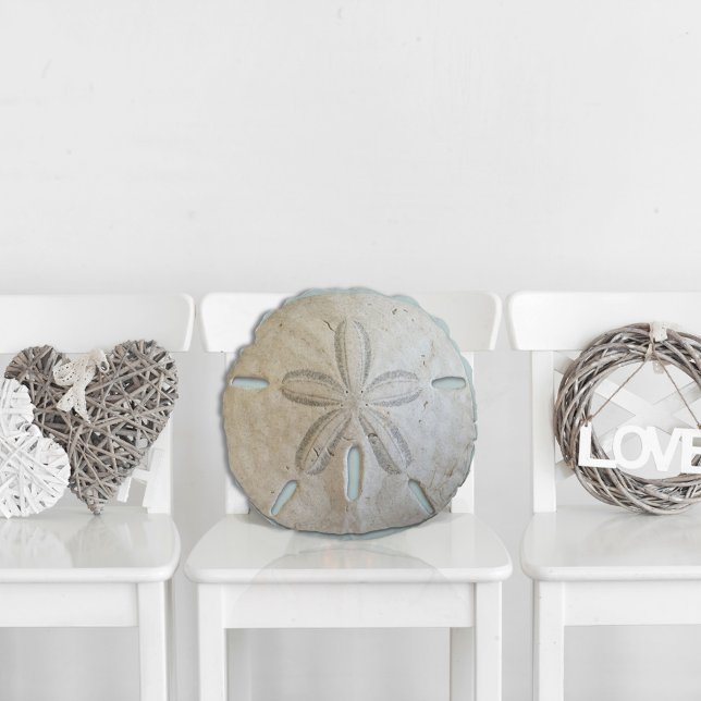 Natural Sand Dollar Round Coastal Decor Cushion (Creator Uploaded)
