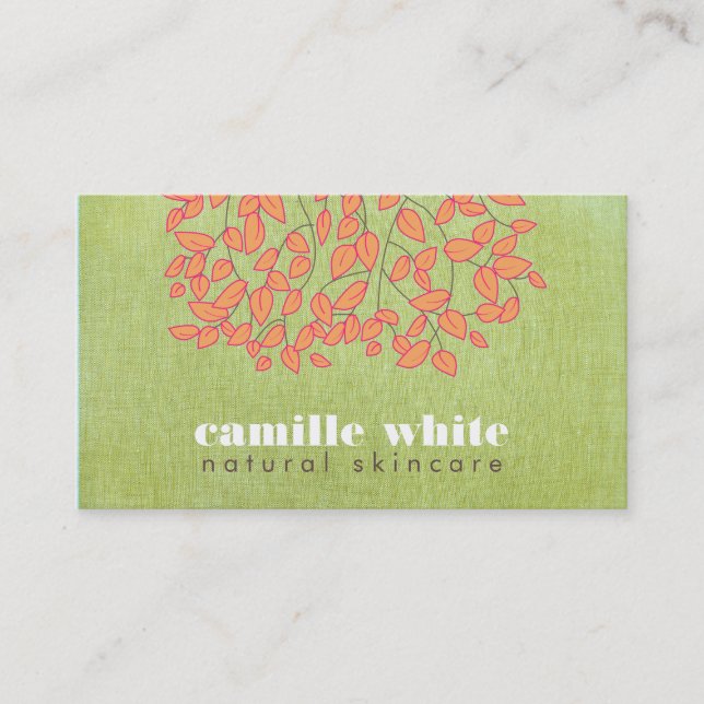 Natural Skincare Beauty Light Green Linen Look Business Card (Front)