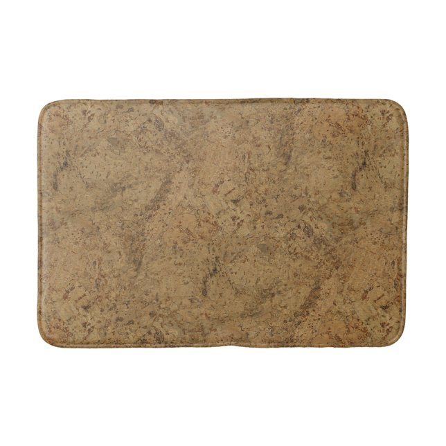 Natural Smoke Cork Bark Wood Grain Look Bath Mat (Front)