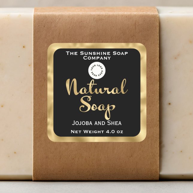 Natural soap label with logo - black & gold foil  (Creator Uploaded)