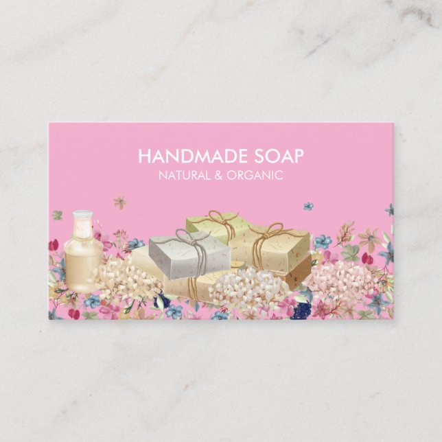 Natural Soaps pink Business Card (Front)