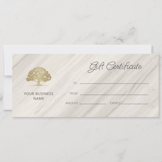 Natural Spa Name Gift Certificate (Front)