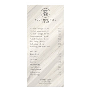 Natural Spa Salon Price List Rack Card