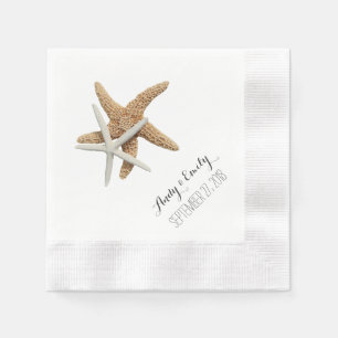 Natural Starfish Couple White Personalised Wedding Napkin