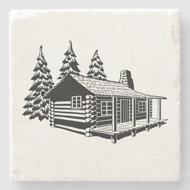 NATURAL STONE COASTERS, LOG CABIN COASTER (Front)