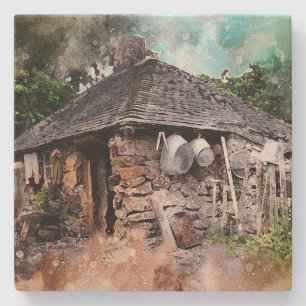 NATURAL STONE COTTAGE WALL ART SANDSTONE COASTER