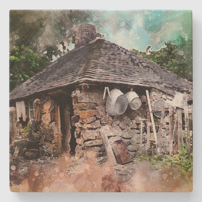 NATURAL STONE COTTAGE WALL ART SANDSTONE COASTER (Front)