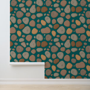 Natural Stone Pattern on Teal Background Wallpaper