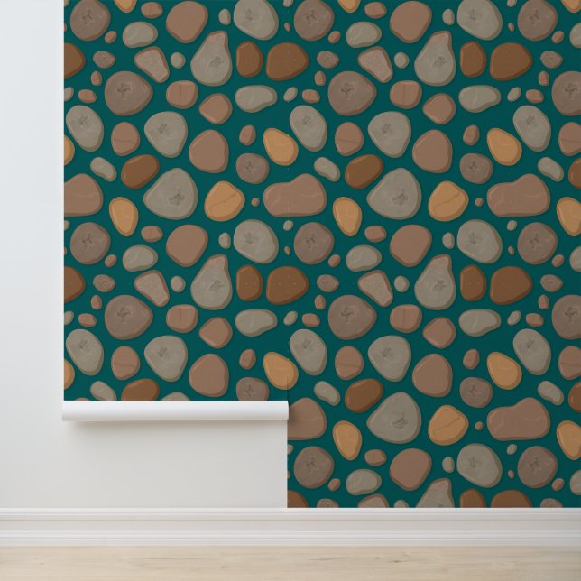 Natural Stone Pattern on Teal Background Wallpaper (Application)