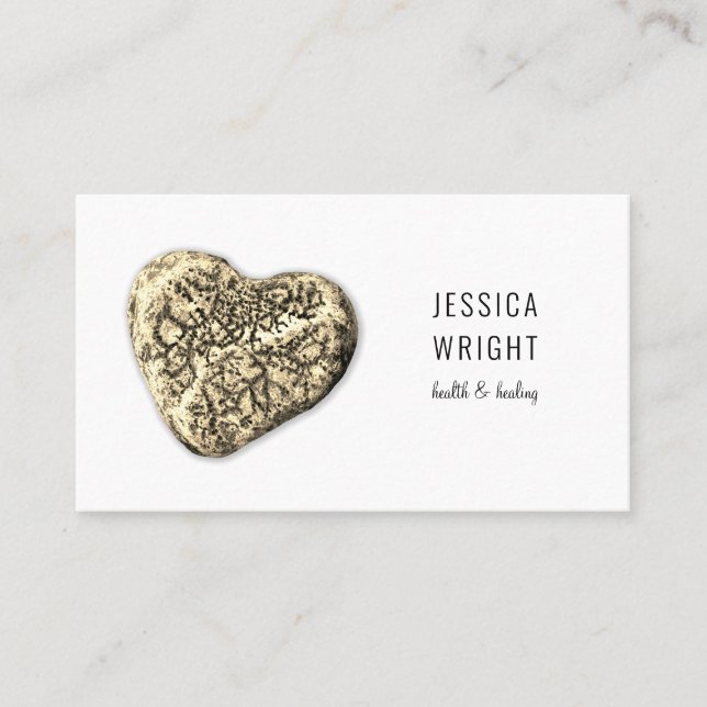 Natural Stone Pebble Heart Business Card (Front)