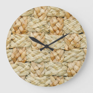 Natural Straw Texture Background Large Clock