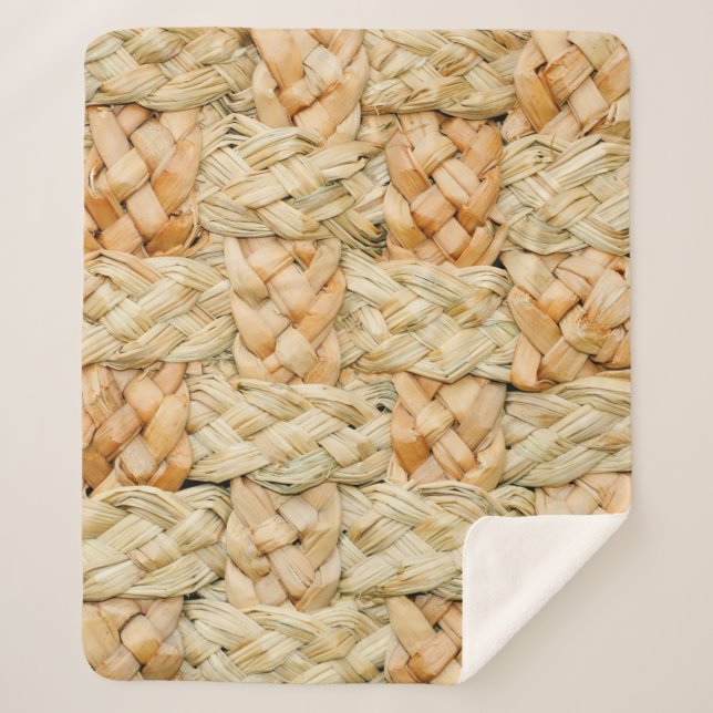 natural straw texture  sherpa blanket (Front)