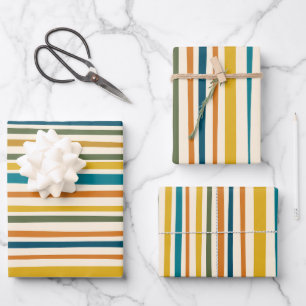 Natural Stripes Modern Aesthetic Colourful Pattern Wrapping Paper Sheet