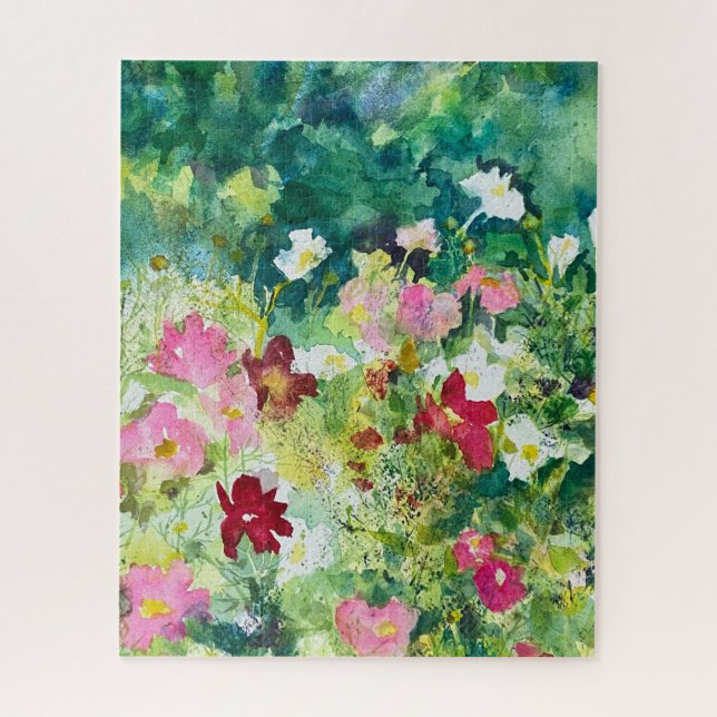 Natural Summer Garden of Cosmos Flowers Jigsaw Puzzle (Vertical)
